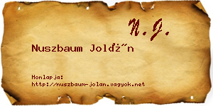 Nuszbaum Jolán névjegykártya